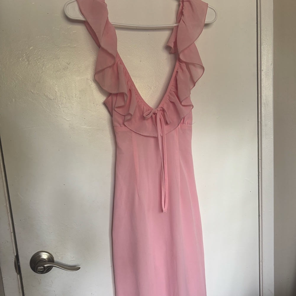 Peppermayo Pink Backless Ruffle Dress